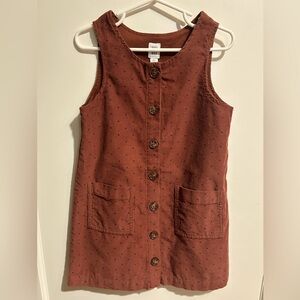 GAP Brown Dotted Buttoned Sleeveless Dress